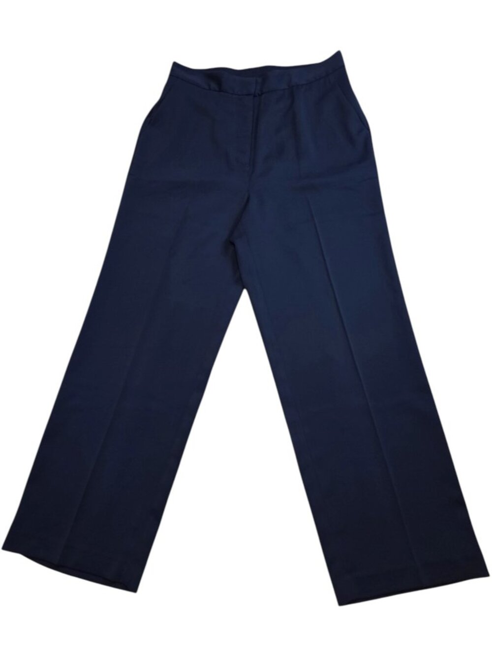 Quince Stretch Crepe Classic Trouser Pants Wide Leg High Rise Navy Blue SZ 16